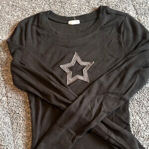 Garage Black Ribbed Crew Neck Top